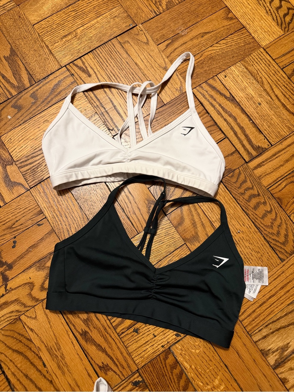 Gymshark Strappy Bralette Duo — Black & Cream